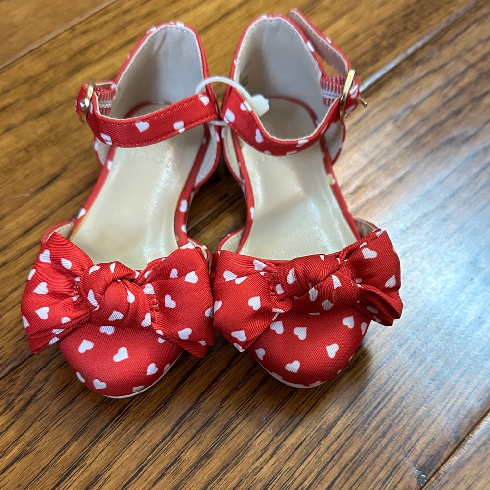 Red Heart Pattern Kids Shoes